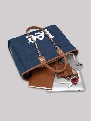 Womens Printed Logo Tote:Dark Denim:ONE SIZE alternative view 3