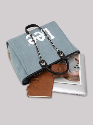 Womens Printed Logo Tote:Light Denim:ONE SIZE alternative view 3
