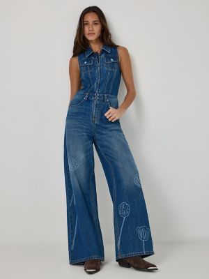 Women's Lee® x Ruohan Wang Wide Leg Denim Coverall in Mid Dark Shade alternative view