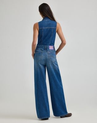 Women's Lee® x Ruohan Wang Wide Leg Denim Coverall in Mid Dark Shade alternative view 3