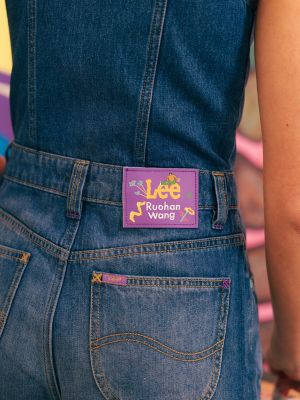 Women's Lee® x Ruohan Wang Wide Leg Denim Coverall in Mid Dark Shade alternative view 5