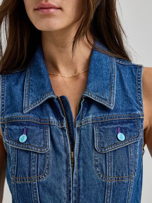 Women's Lee® x Ruohan Wang Wide Leg Denim Coverall in Mid Dark Shade alternative view 6