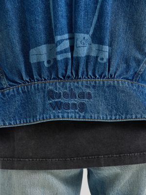 Women's Lee® x Ruohan Wang Relaxed Floral Denim Rider™ Jacket in Mid Dark Shade alternative view 6