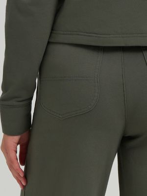 Women's Wide Leg Pull On Knit Pant in Olive Gray