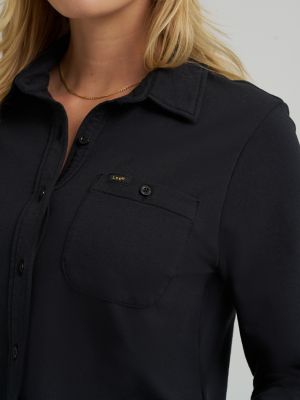 Women's All Purpose Solid Knit Button Down Shirt