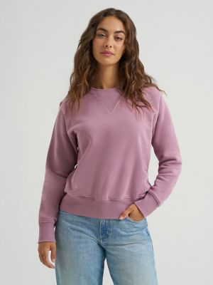 Women's Solid Raglan Crew Neck Sweatshirt