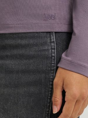 Women's Fitted Turtleneck Top in Dusty Purple alternative view 3