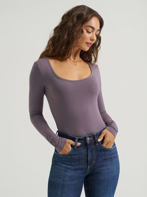 Women's Scoop Neck Long Sleeve Bodysuit