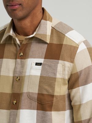 Men's All Purpose Button Down Shirt in Ecru Buffalo