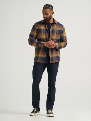 Men's All Purpose Button Down Shirt in Rivet Navy Squash Plaid