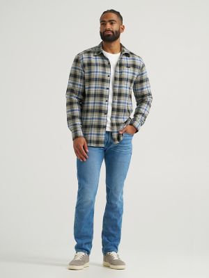 Men's All Purpose Button Down Shirt in Mercantile Green Drizzle Plaid