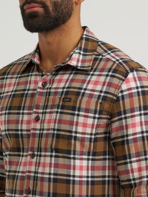 Men's All Purpose Button Down Shirt in Buffalo City Beige Plaid