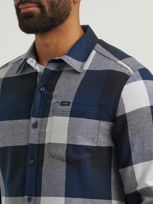 Men's All Purpose Button Down Shirt in Rivet Navy Buffalo alternative view 2
