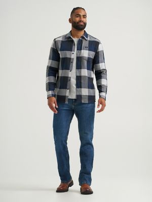 Men's All Purpose Button Down Shirt in Rivet Navy Buffalo alternative view 3