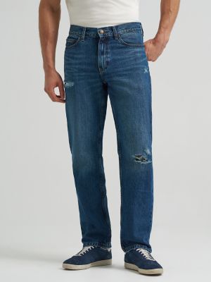 Men's Distressed 100% Cotton Relaxed Straight Jean in Bea alternative view