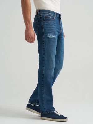 Men's Distressed 100% Cotton Relaxed Straight Jean in Bea alternative view 3