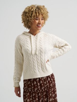 Women's Cable Knit Hooded Sweater