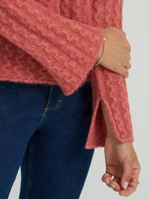 Women's Mock Neck Textured Sweater