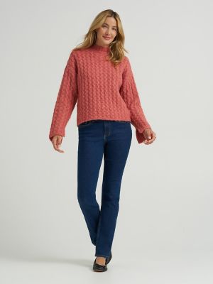Women's Mock Neck Textured Sweater