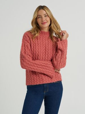 Women's Mock Neck Textured Sweater