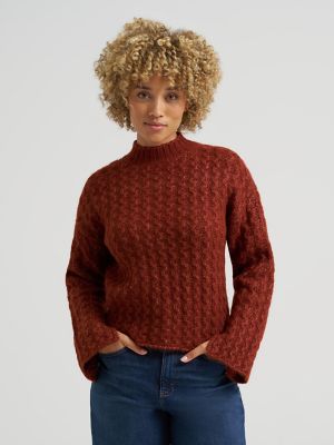 Women's Mock Neck Textured Sweater