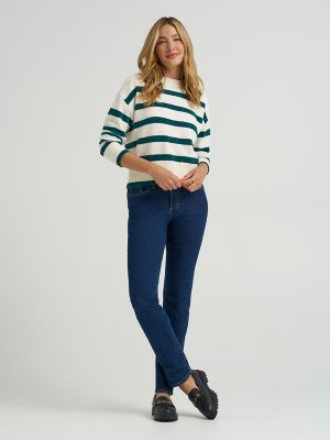 Women's Striped Chenille Sweater in Teal Brigade alternative view 3