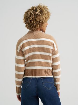 Women's Striped Chenille Sweater in Straw alternative view