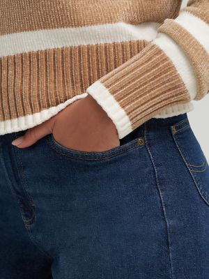Women's Striped Chenille Sweater in Straw alternative view 2