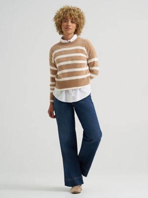 Women's Striped Chenille Sweater in Straw alternative view 3