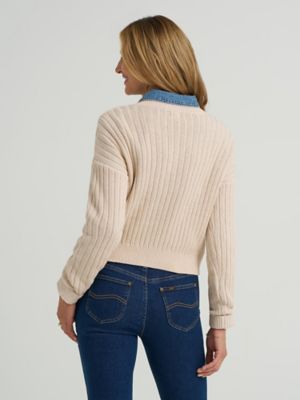 Women's V-Neck Plaited Sweater