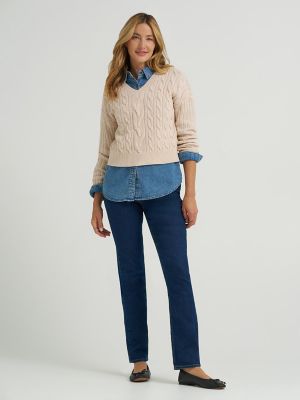 Women's V-Neck Plaited Sweater