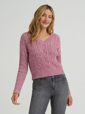 Women's V-Neck Plaited Sweater