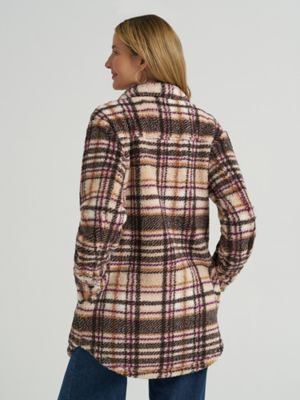 Women's Plaid Sherpa Shacket in Moonlight alternative view