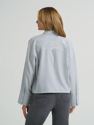 Women's Striped Crop Button Down Shirt | Tops & Tees | Lee®