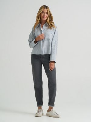 Women's Striped Crop Button Down Shirt | Tops & Tees | Lee®