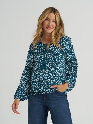 Women's Floral Print V-Neck Blouse