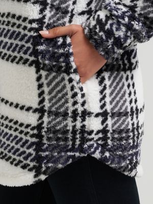 Women's Plaid Sherpa Shacket in Static Gray Plaid alternative view 2