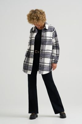 Women's Plaid Sherpa Shacket in Static Gray Plaid alternative view 3
