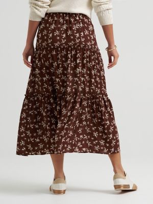 Women's Long Tiered Floral Skirt