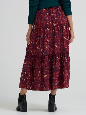 Women's Long Tiered Floral Skirt