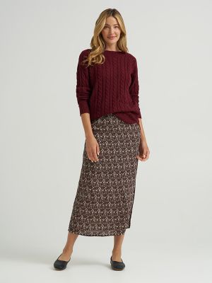 【美品】ACEANDRARE SLIT SKIRT Women's Floral Midi Skirt with Side Slit