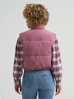 Women's Corduroy Puffer Vest in Plumberry alternative view