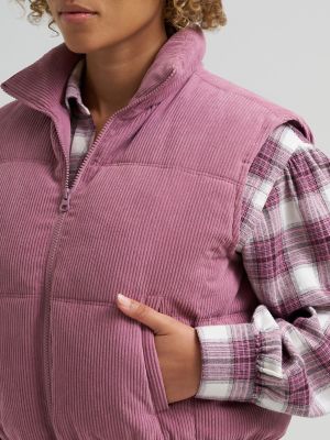 Women's Corduroy Puffer Vest in Plumberry alternative view 2
