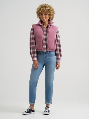 Women's Corduroy Puffer Vest in Plumberry alternative view 3