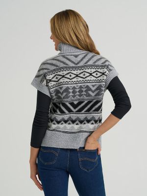 Women's Sleeveless Turtle Neck Sweater Vest in Light Grey Heather alternative view