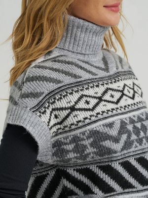 Women's Sleeveless Turtle Neck Sweater Vest in Light Grey Heather alternative view 3