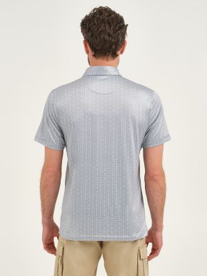 Men's Hex Geometric Performance Polo Shirt in Iron alternative view