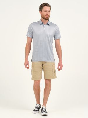 Men's Hex Geometric Performance Polo Shirt in Iron alternative view 3