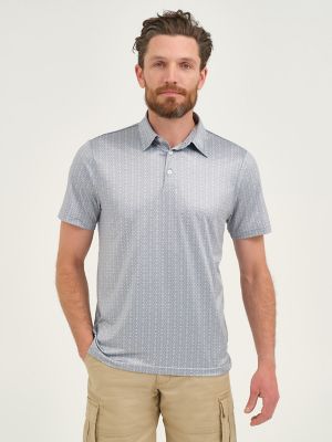 Men's Hex Geometric Performance Polo Shirt in Iron main view