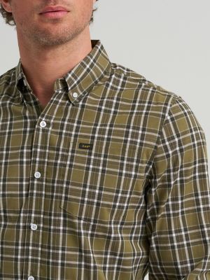 Men's Plaid Woven Button Down Shirt in Rosin alternative view 2